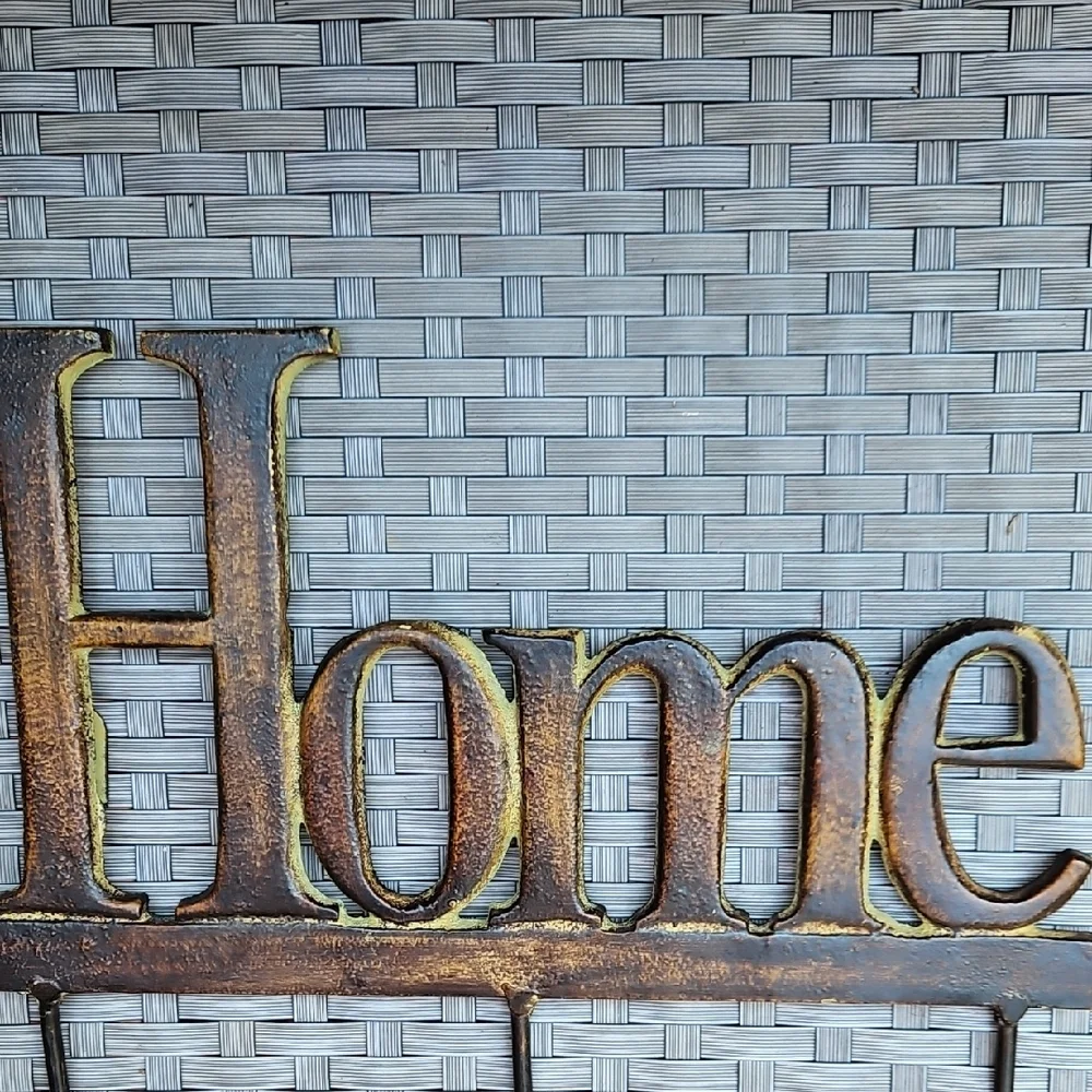 Vintage Cast Iron Metal Bronze Look 'Home'Wall Hook 12 X 7